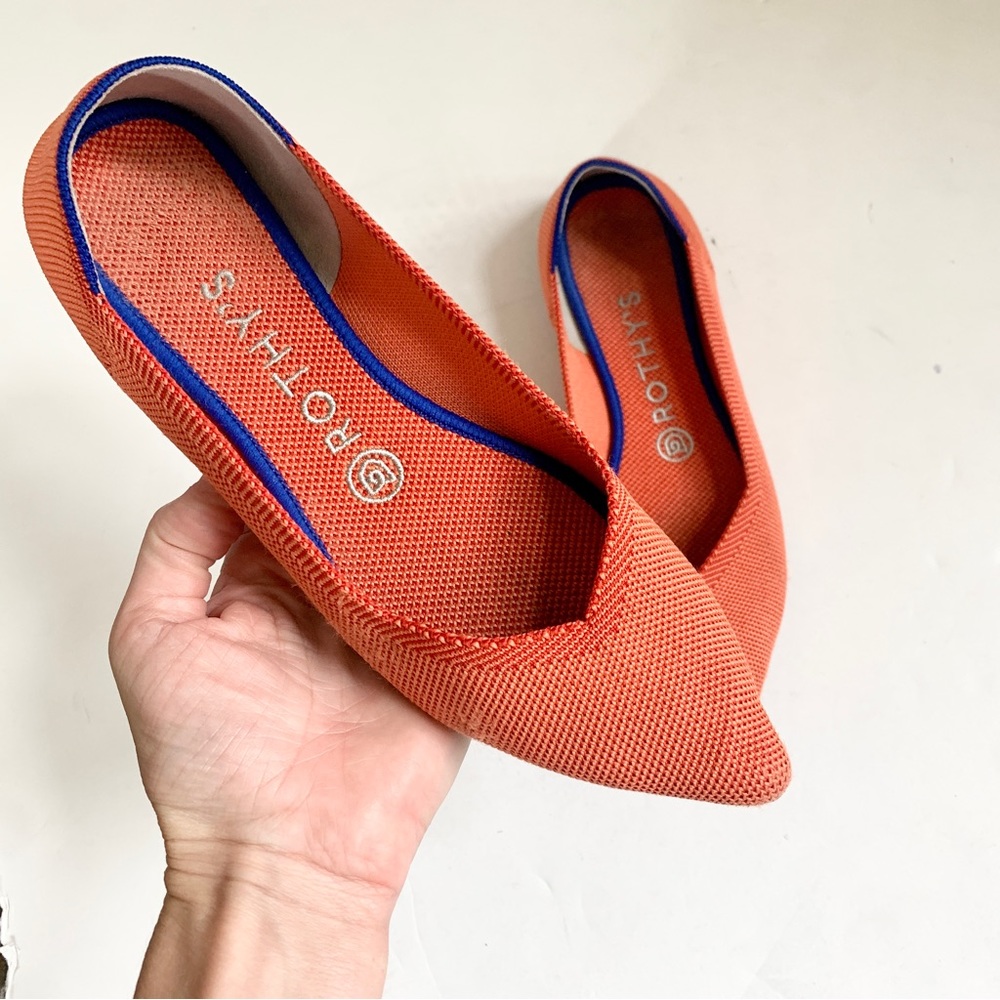 Rothy’s Retired Rare Persimmon The Point Flats Orange Shoe Size 7.5